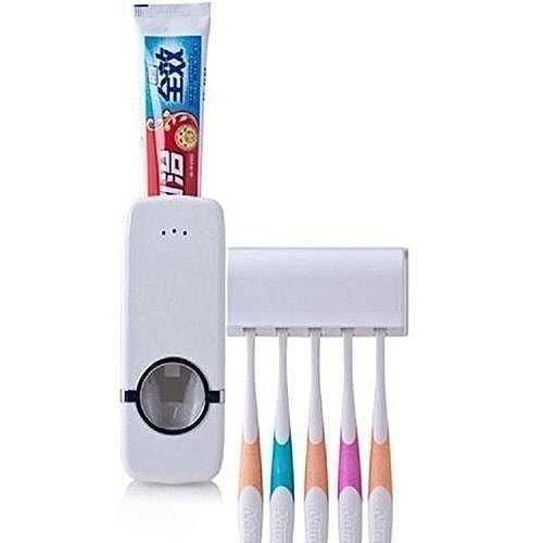 Toothpaste Dispenser And Toothbrush Holder