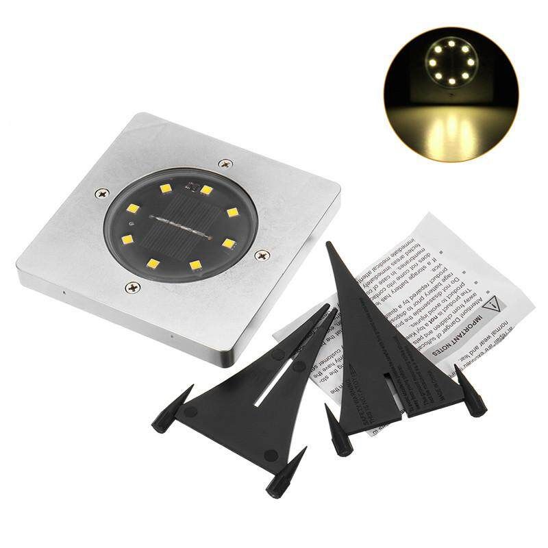 Solar Powered 8 LED Buried Inground Light Garden Outdoor Deck Path Alumimn Warm White Light