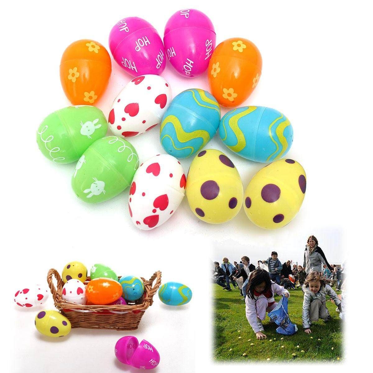 36PCs Mix Colored Plastic Empty Bright Fillable Easter Eggs Kids Gift Decoration
