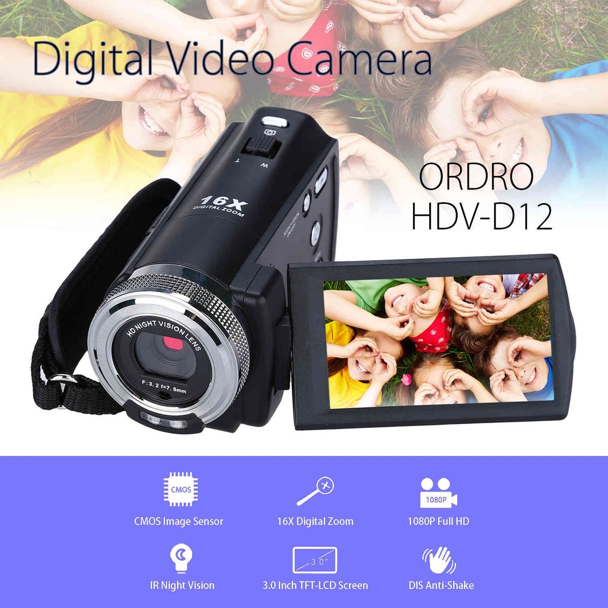 3.0inch 1080P FHD Digital Camera Camcorder DV Video Recorder Microphone 12M IR