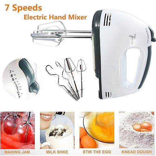 7 Speed Electric Hand Mixer Whisk Egg Beater Cake Baking