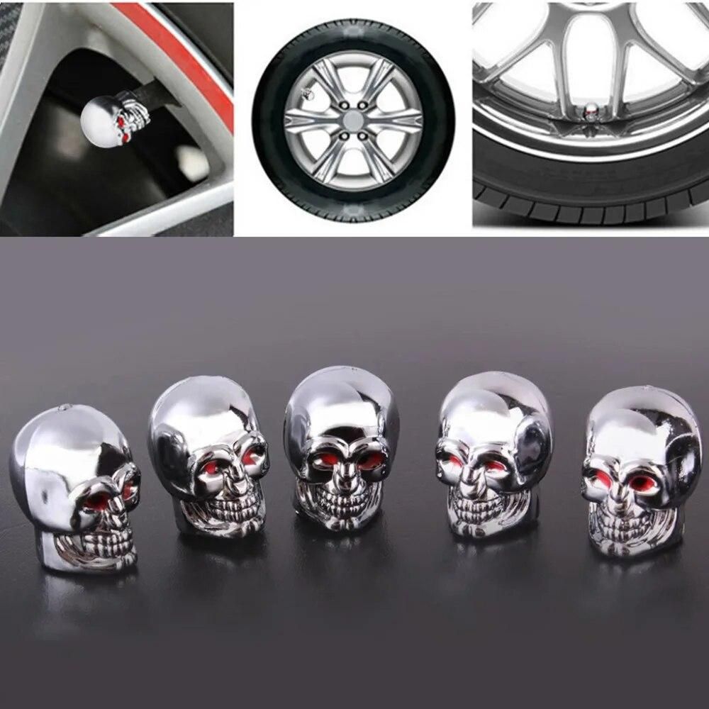 5Pc Skull Tire Tyre Wheel Car Auto Valves Caps Dust Stem Cover Motocycle Bicycle