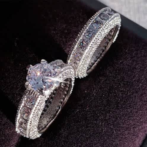 New Sparkling Silver Cubic Zirconia Wedding Rings- Sizes 7