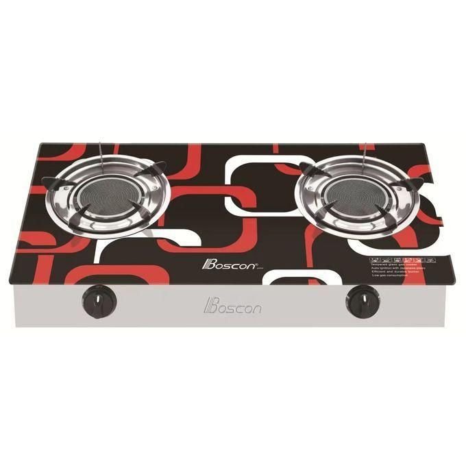 Boscon Infrared Tabletop Tempered Glass 2 Burner Gas Cooker-Auto Ignition