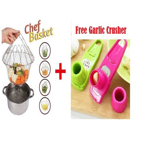 Multipurpose Stainless Foldable Chef Basket & Steamer