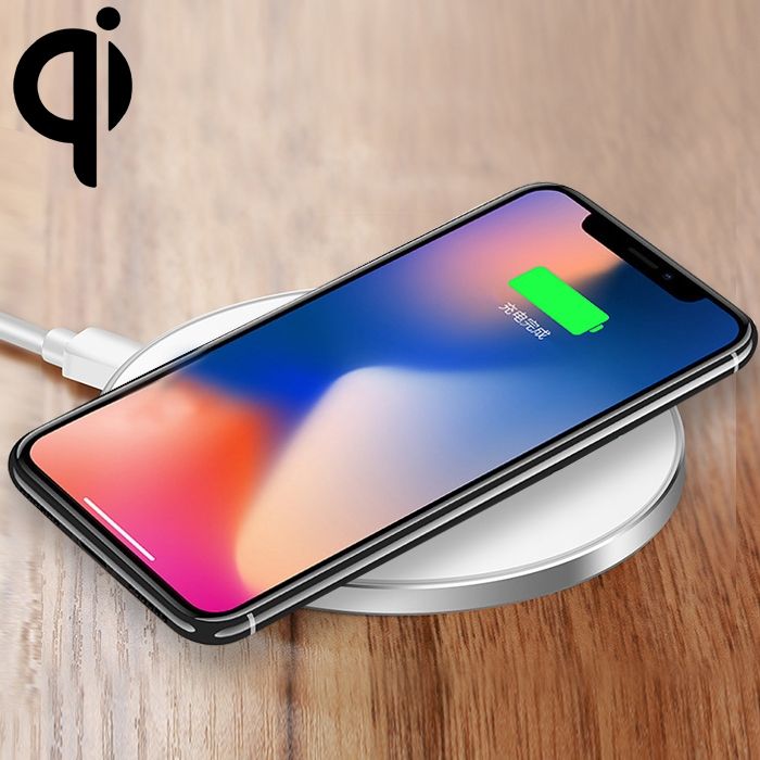 Ultra-Thin Aluminum Alloy Wireless Fast Charging Qi Charger Pad(Silver)
