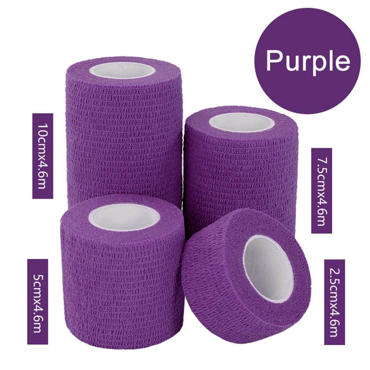 3Rolls Waterproof Bandage Gauze Wraps Elastic Adhesive First Aid Tape Stretch Purple Purple Extra Large
