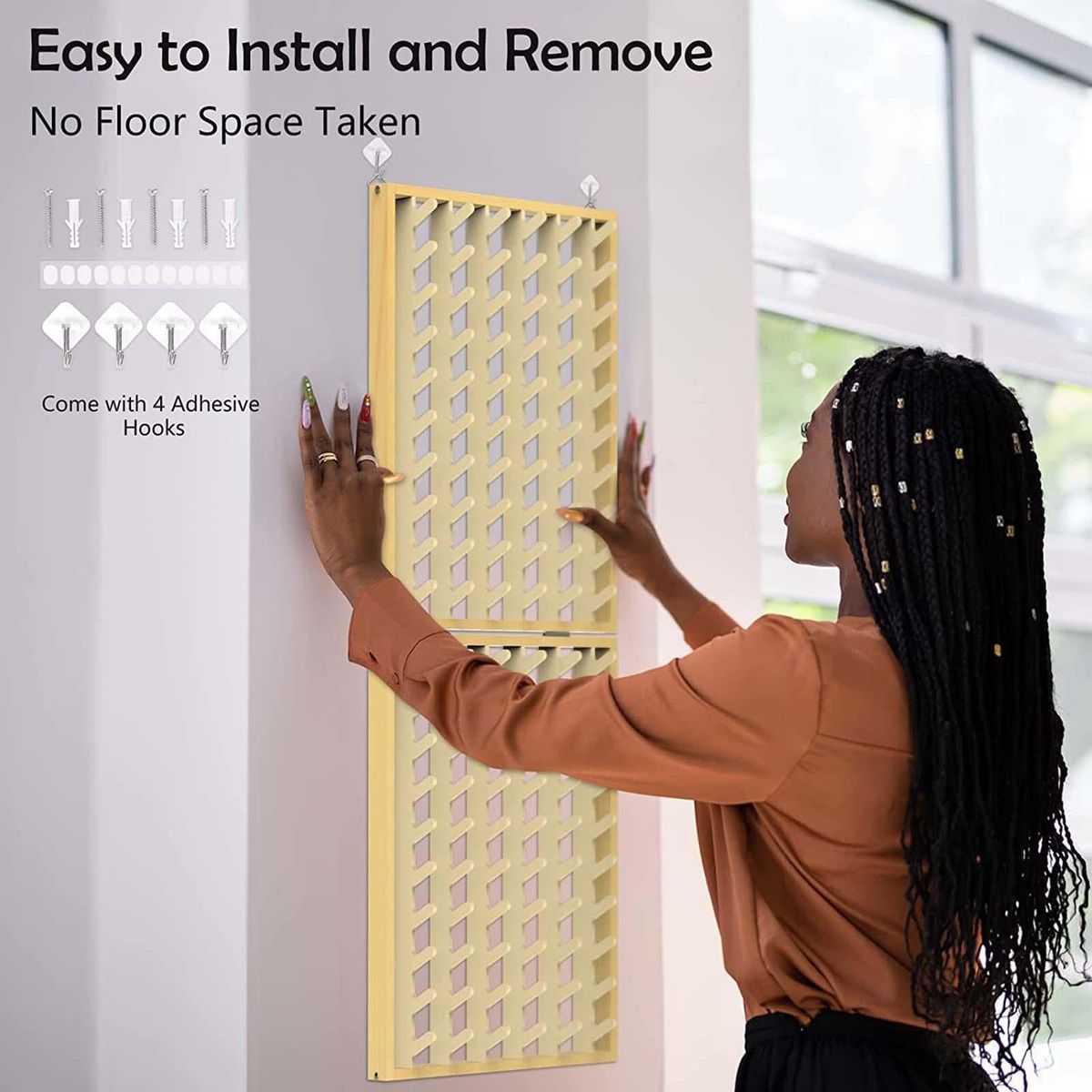 Wooden Braiding Hair Rack Foldable Hair Stand For Home