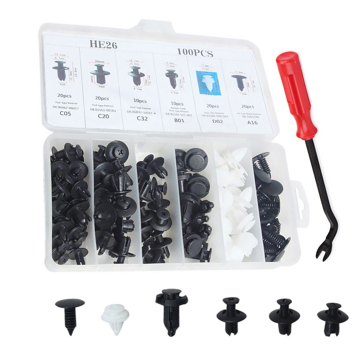 100 Pcs Car Retainer Clips Body Plastic Rivets Fasteners