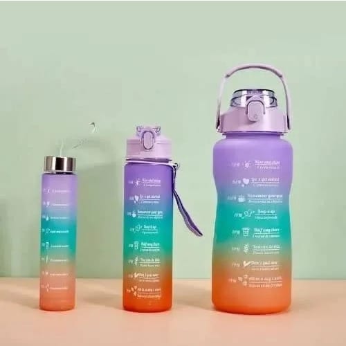 Multicoloured Water Bottle - 3 In 1 Set