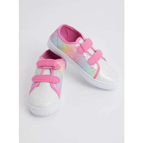 Rainbow Glitter Twin Strap Sneakers