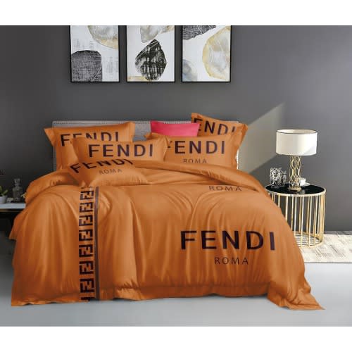 Bedsheet Duvet And Four Pillowcases - Inspired Fendi  Print