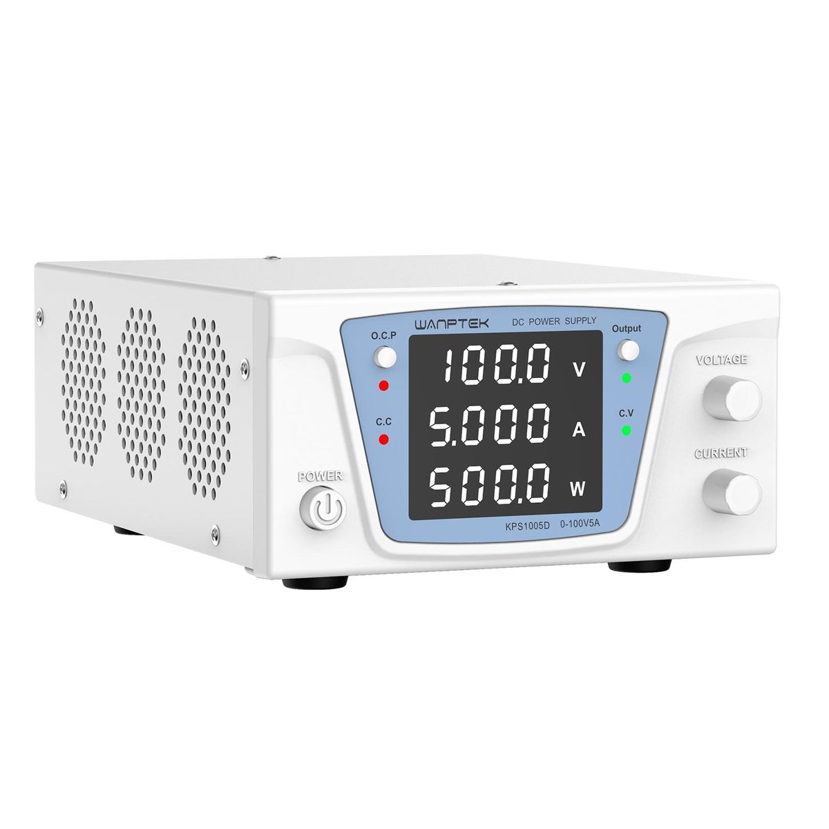 WANPTEK  DC Power Supply Variable 100V 5A Bench Power Supply High Power with 4-Digit LED Display Adjustable Switching Power Supply with Encoder Adjustment knob OCP Switch Output Enable/Disable Button