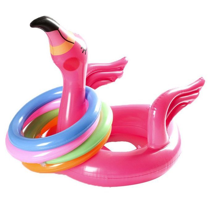 Inflatable Flamingo Ring Toss Game For Family And Kids Party Pool Garden Toys-rose Red-18*14 Inch
