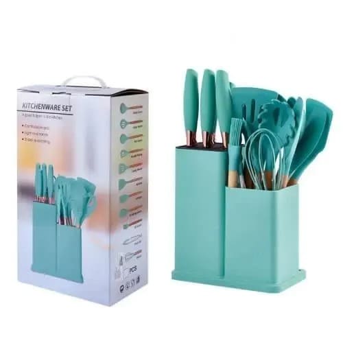 Silicone Kitchen Utensil With Chopping Board Spoon Set - 19 Pieces