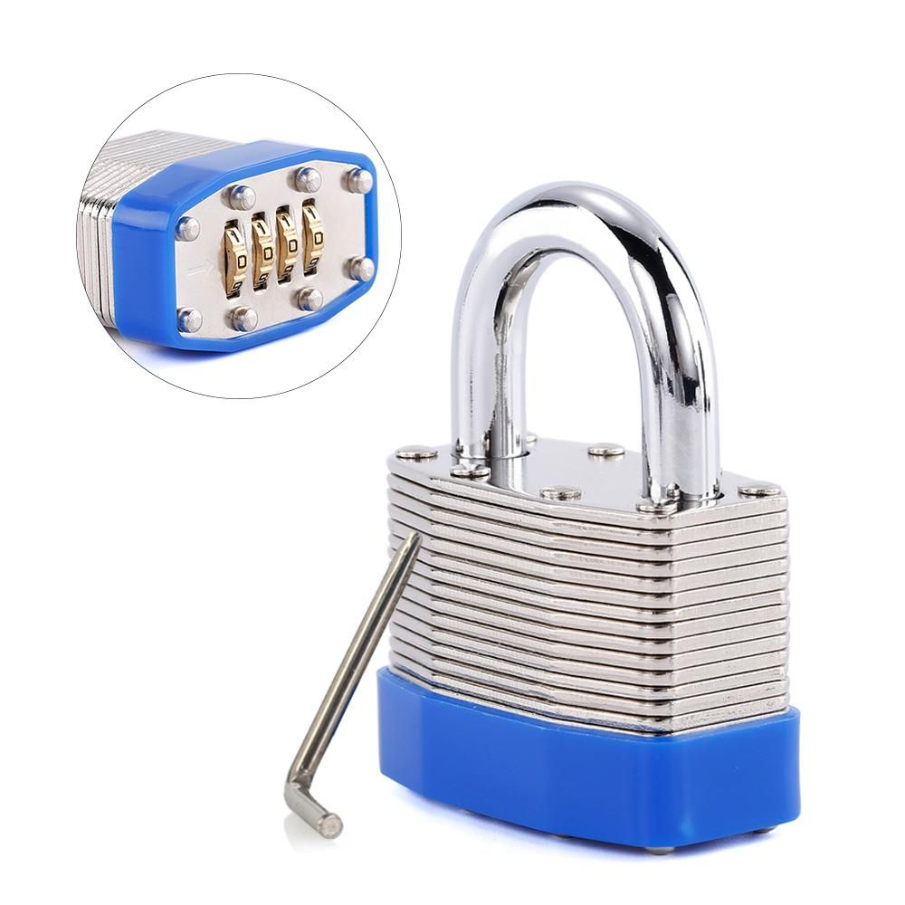 4-Digit Bottom Resettable Combination Padlock of Steel & Brass Anti-Theft Security Padlock for School Gym Storage Gate Cabinet