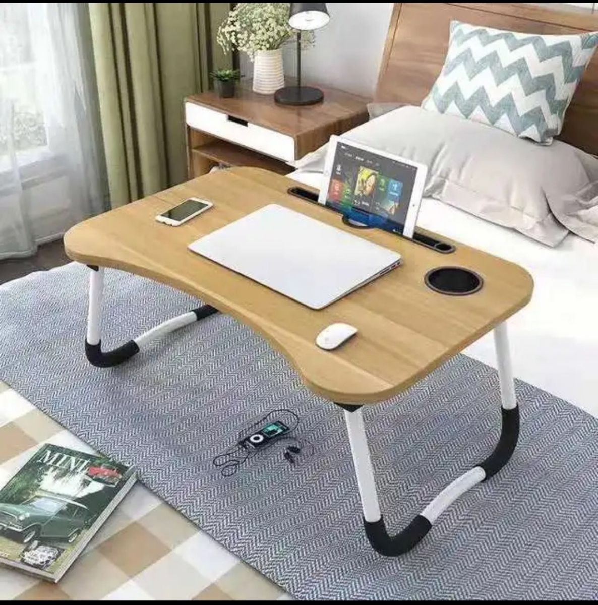 Foldable Laptop Table With Card Slot And Cup Holder