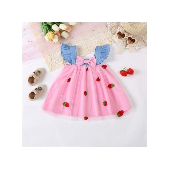 Catpapa 0-3Years Baby Girls Tulle Dress Flutter Sleeve Bowknot