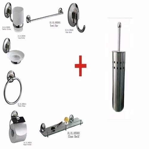 Brimix Bathroom Accessories 7 In 1 + Stainless Toilet Brush