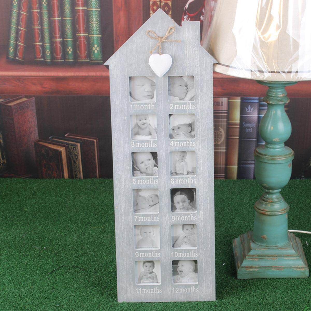 Baby My First Year Picture Photo Display Frame Wall Wood 12 Month Birthday Gift