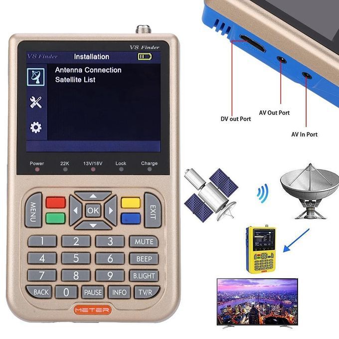 Digital TV Signal Finder,S2/S2X V8 Digital TV Antenna Signal Meter Finder For Portable TV Easy To Carry