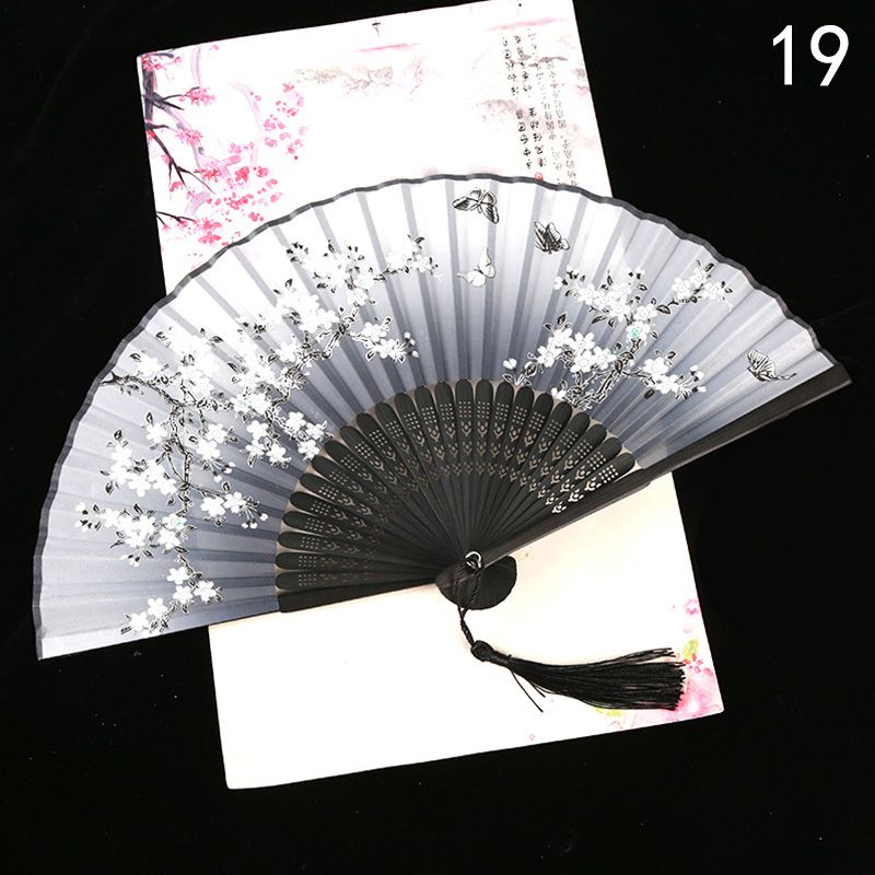 Bamboo Fans Fan Style Chinese Crafts Decoration Cloth Folding Japanese Dance Fans Vintage Ancient Hand Fan Retro Art Printed