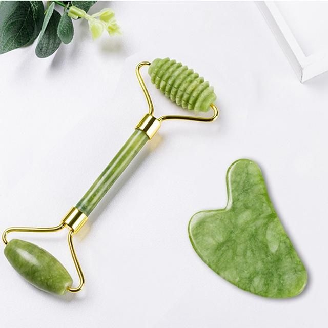 Natural Face Massager Guasha Jade Roller Scraper Facial Skin