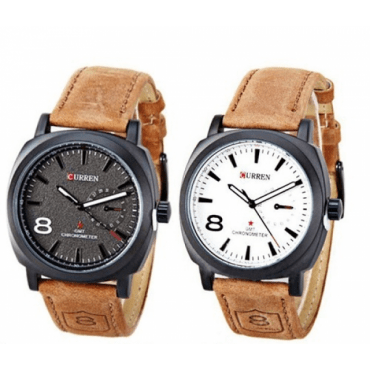 Black  White Face Swiss Military Watch - Brown - 2 in 1