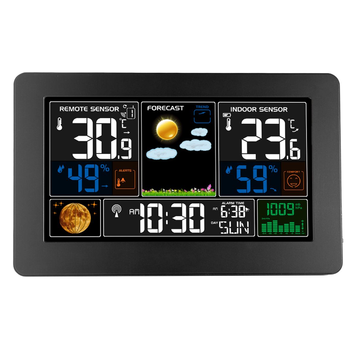 3-In-1 Weather Station Clock Wall-Mounted Digital Clock