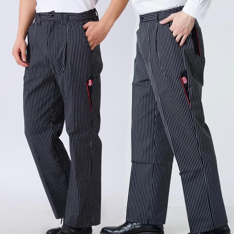 Spot Chef Work Pants Hotel Uniform Pants Kitchen Striped Chef's Pants Restaurant Waiter Trousers with an Elasticated Waist
