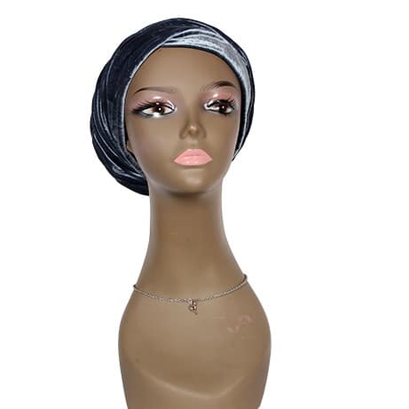 Classic Velvet Cap Wrap Turban - Metallic
