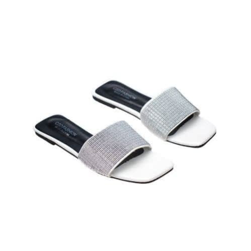 Ladies Flip Flops Flat Slippers - White