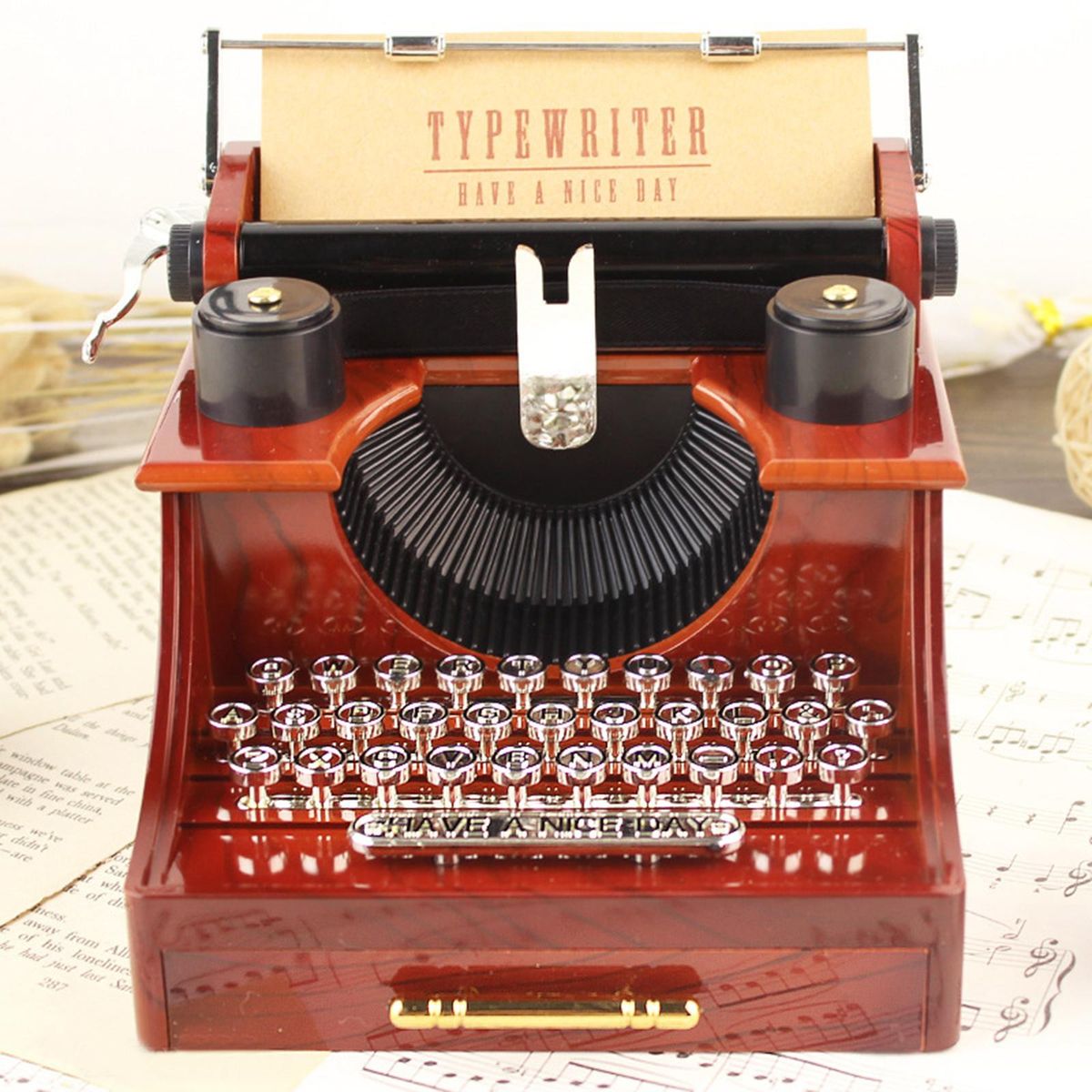 Typewriter Music Box Antique Desktop Jewelry