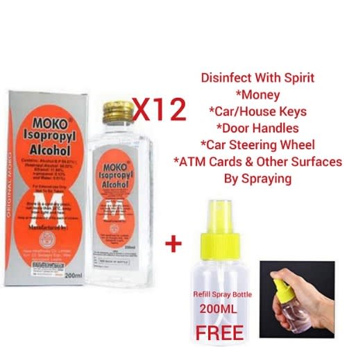 Isopropyl Methylated Spirit Disinfectant + 1 Free Refill Spray Bottle - 12 Pieces