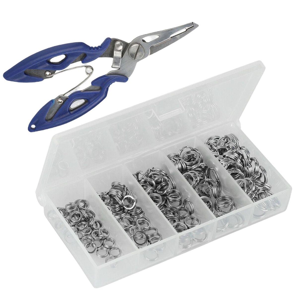 200x  Split Rings 5/6/7/8/9mm With Storage Box &  Pliers