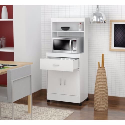 Microwave Cart with Storage Cabinet - White
