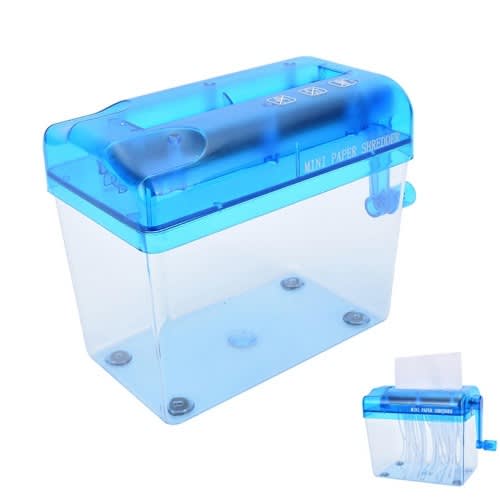 Desktop Manual Paper Shredder Machine - Blue