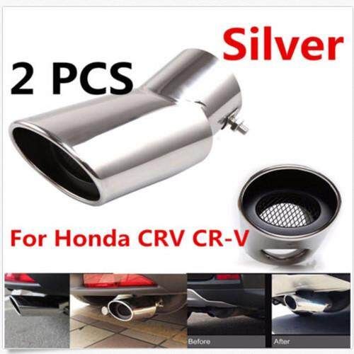 2Pcs Silver Exhaust Muffler Tail Pipe Tip Tailpipe For Honda CRV CR-V 2017-2018