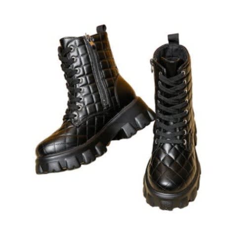 Women's Western Lace Up/zip Ankle Boot -black