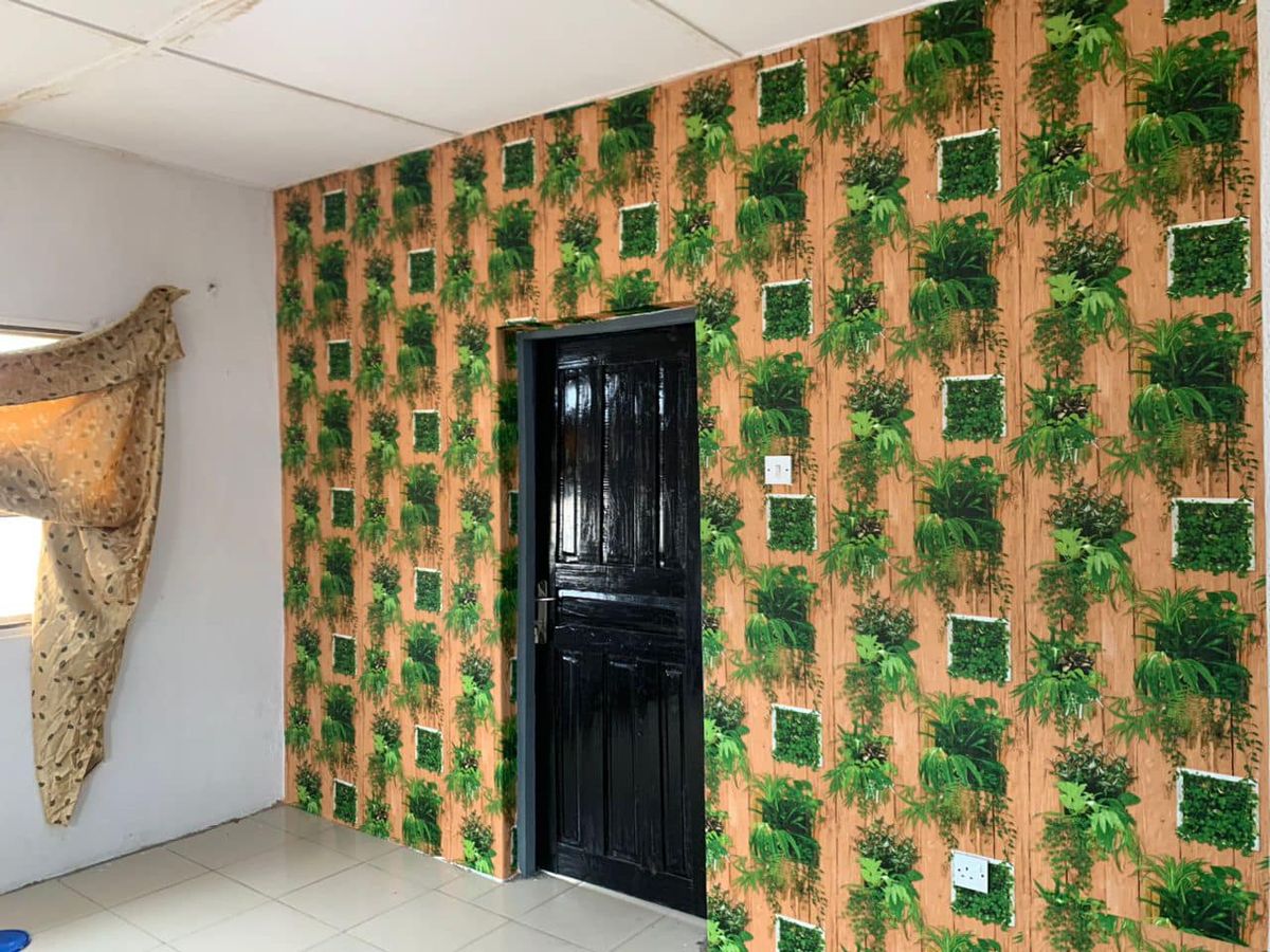 Adore Decor Brown Background And Green Floral 3D Wallpaper