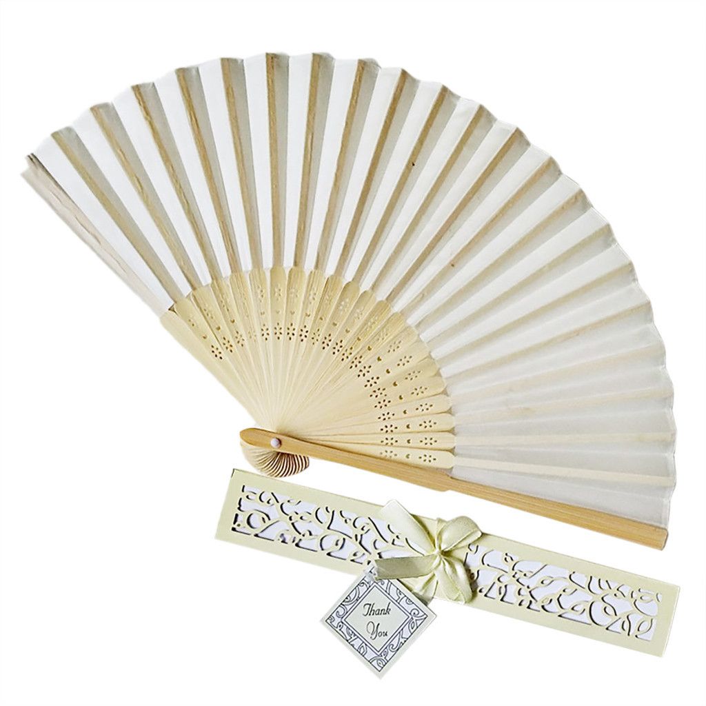 Silk Gift Couple Tray June25 Fan Pc Wedding Gift Gift 1 Color Bamboo Solid Solid Fan Box Decor Cartoon Home Folding Color Fan