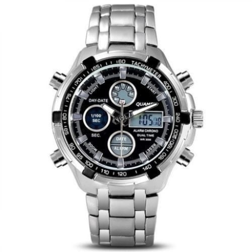 Executive Analog And Led Chronograph Waterproof Wristwatch