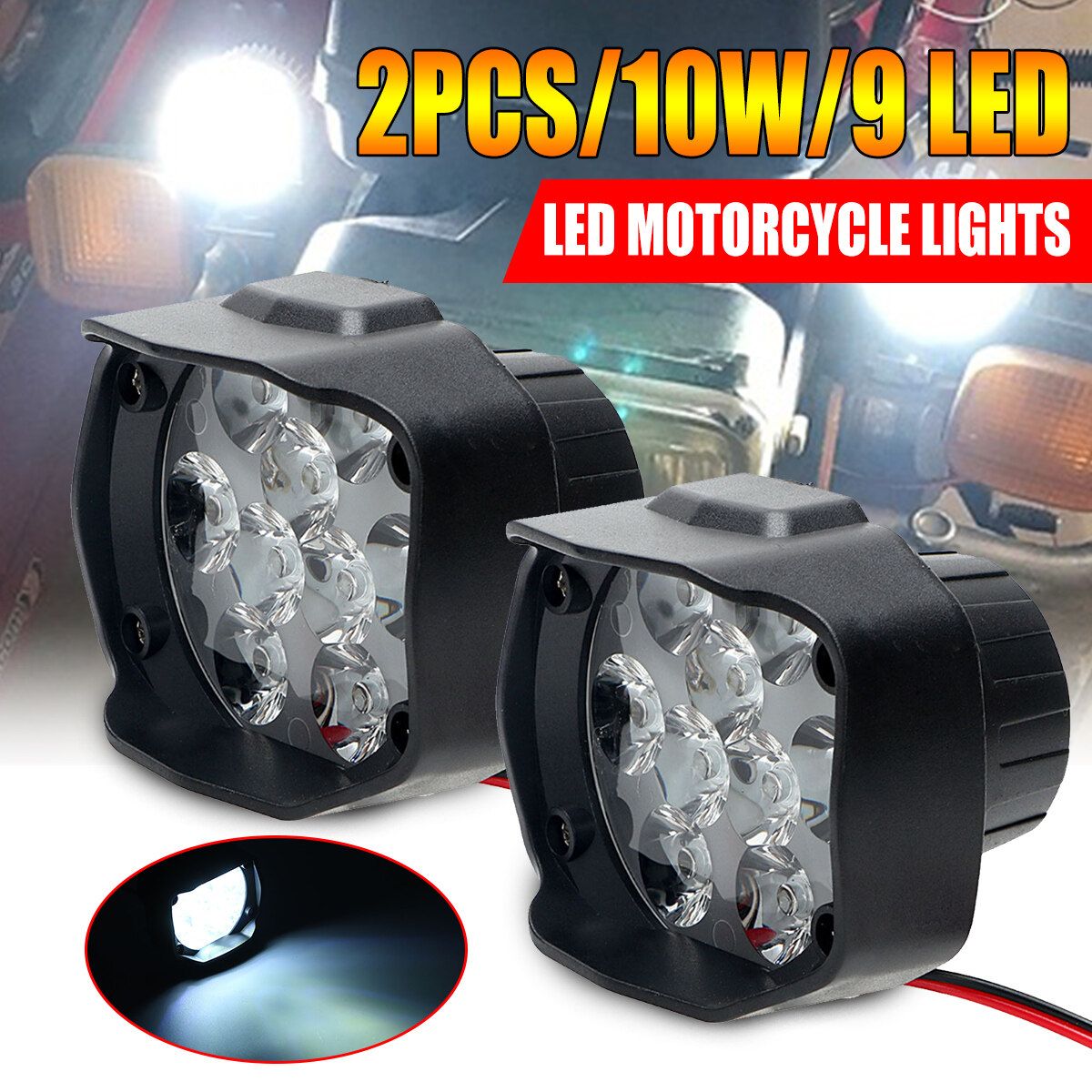 1PCS 1000LM Super Bright 5700~6200K 6 Led Motorcycle Headlight Bulb Work Head Light Fog Driving Spot Lamp Night Accessories For Haulage Motor & Bike & Car & ORV