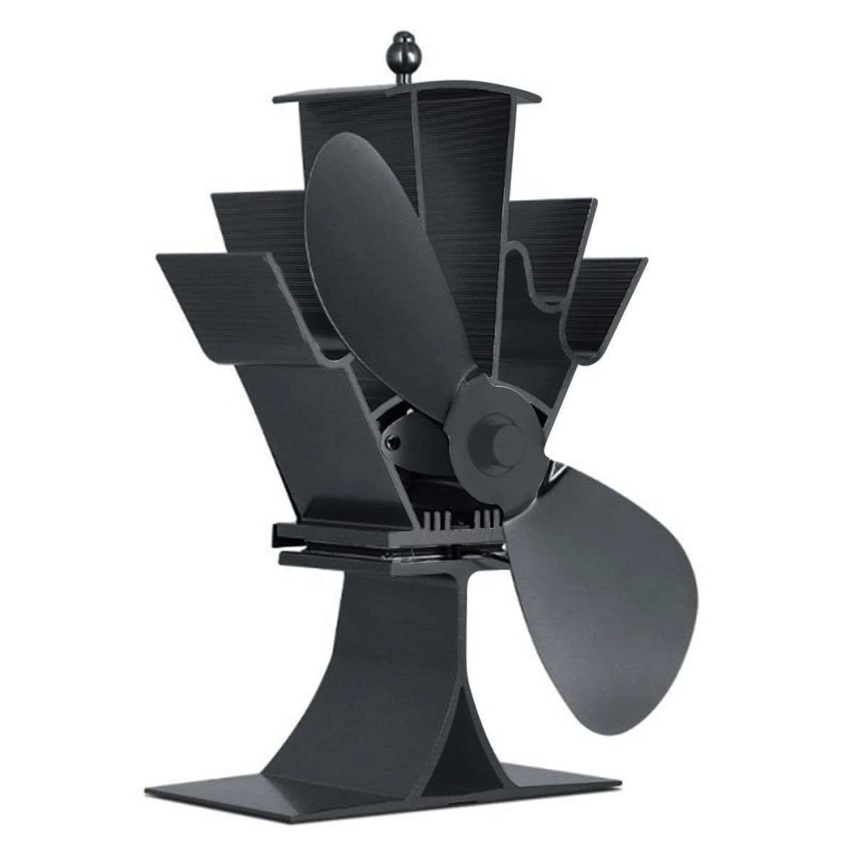 2 Blades Stove Fan Quiet Heat Powered Stove Fan Anodized Alumina Stove Fan for Wood Log Burner Fireplace