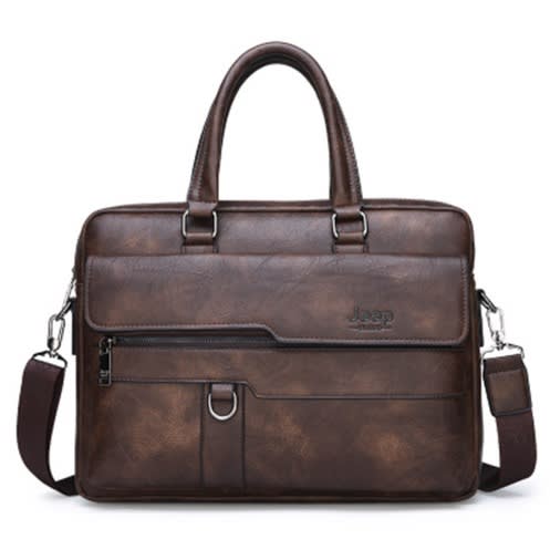Leather Laptop Bag - Coffee Brown - 15.6''