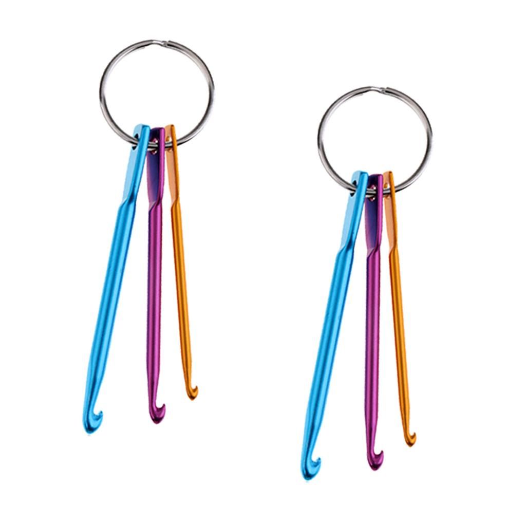 2 Set 3/4/5mm Key Chain Mini Aluminum Crochet Hook Knitting Needle DIY