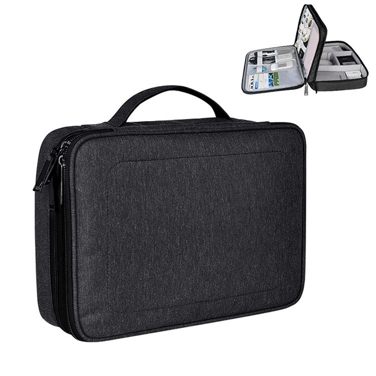 Large Nylon Waterproof Box Type Multi-function Storage Bag For IPad, Size: 30 X 22 X 8cm (Black)