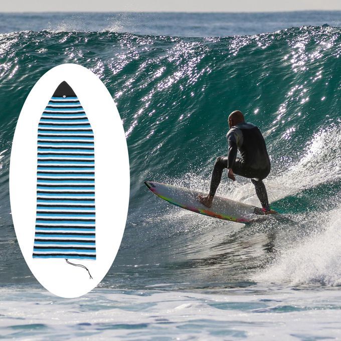Elastic Striped Surfboard Sock Light Board Protective Bag 5.0ft Blue