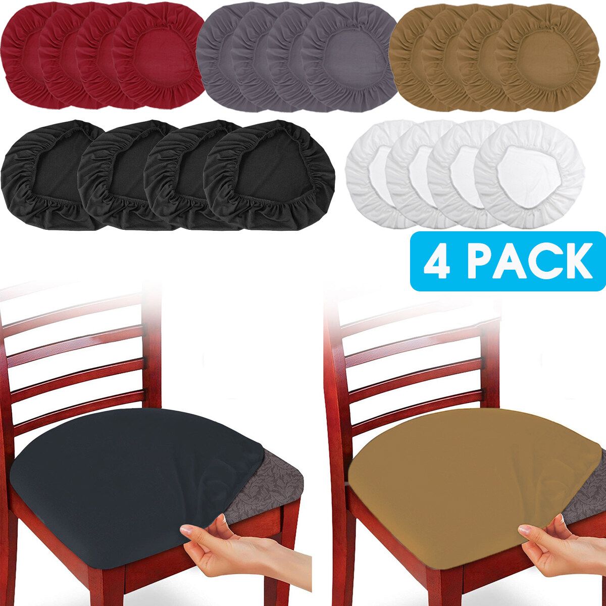 4 Pack Stretch Dining Chair Cseat Overs Red