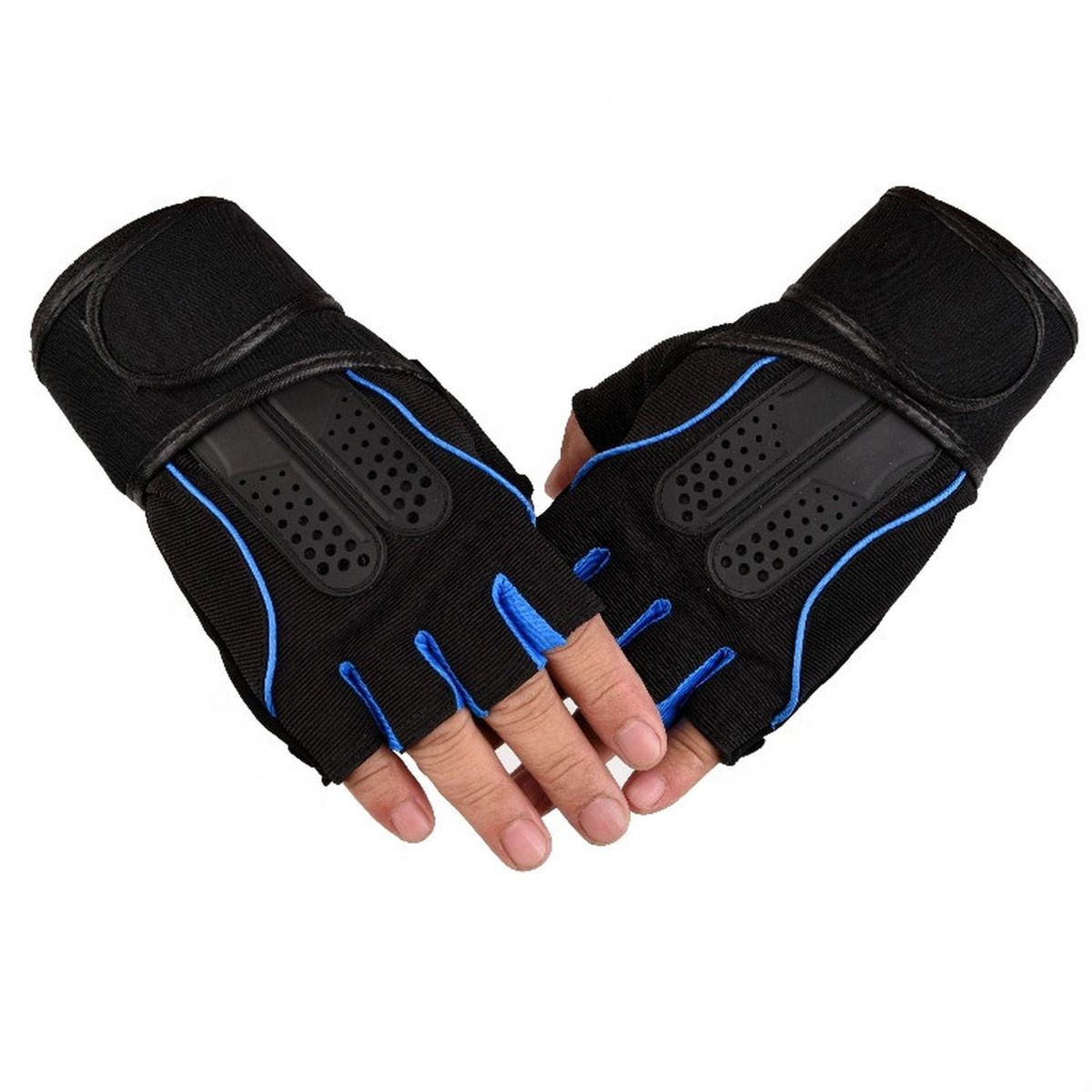 1 Pair Fitness Gloves Anti-Slip Strength Training Half-Blue
